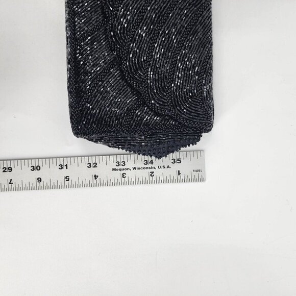 Bonwit Teller Vintage Beaded Evening Bag Long Strap‎ Crossbody Black - Picture 11 of 14